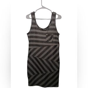 Striped black N gray metallic dress